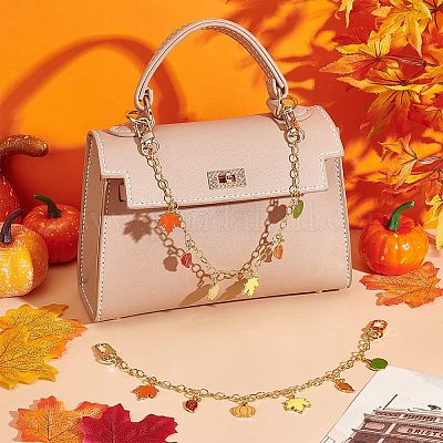 Ручки для сумок с эмалью из сплава осенних листьев и тыквы FIND-PH0009-21-1