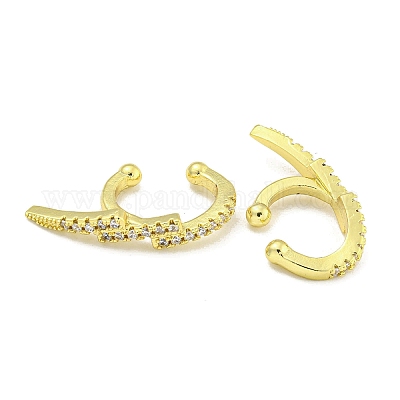 Латунные серьги-манжеты из прозрачного кубического циркония EJEW-C104-074G-1