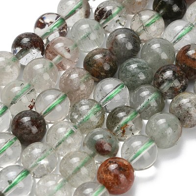 Натуральный зеленый lodolite кварц бисер пряди G-L642-B06-8mm-1