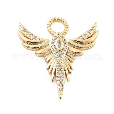 Настоящие 18к позолоченные латунные подвески с микропаве и кубическим цирконием KK-L209-099G-02-1