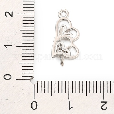 Подвески в форме сердца из латуни с микро-паве и прозрачным кубическим цирконием KK-H527-03A-P-1