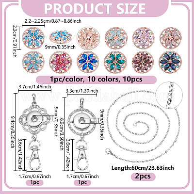 10 шт. 10-х цветные кнопки со стразами из сплава FIND-NB0006-38-1