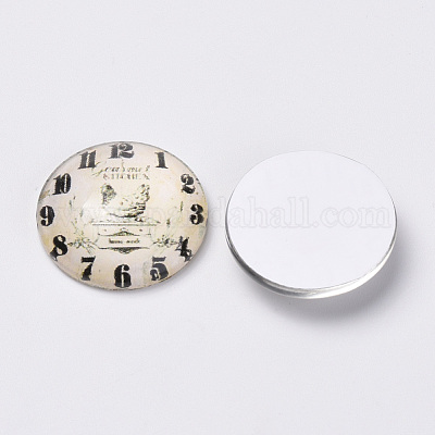 Печатные стеклянные плоские задние кабошоны X-GGLA-Q056-022-25mm-1