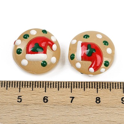 Рождественские эмалевые бусины ручной работы в технике лэмпворк LAMP-C020-03A-1