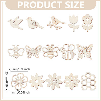 150 шт. необработанных деревянных вырезов DIY-GO0002-73-1