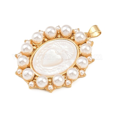 Овальные подвески из натуральной белой ракушки KK-F919-47G-1