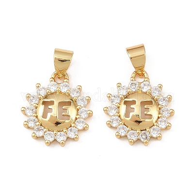 Латунные микропаве прозрачные кубические циркониевые подвески KK-F919-35G-1