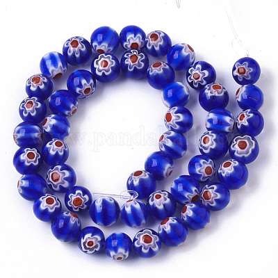 Ручной работы millefiori стеклянные бусины нитки X-LAMP-R143-01B-1