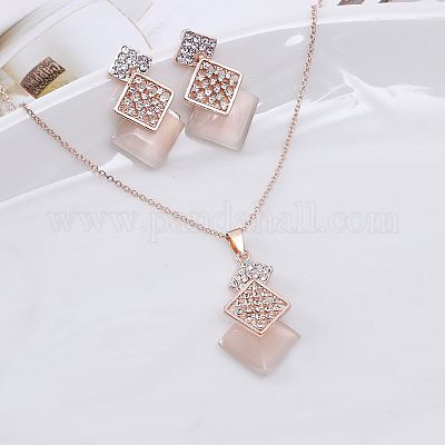 Комплект из ожерелья с подвеской в виде ромба из сплава FS-WGCC3FD-01-1