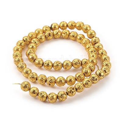 Гальванические бусины из натуральной лавы G-E511-01F-10mm-1