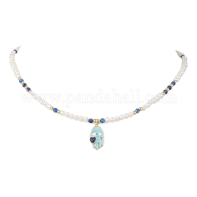 Латунный эмалированный кулон в виде хамсы на руку NJEW-JN05495-1