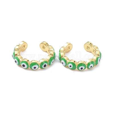 Серьги-манжеты с эмалью из латуни KK-P205-19G-1