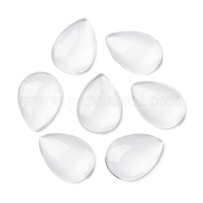 Прозрачные каплевидные стеклянные кабошоны GGLA-R024-25x18-1