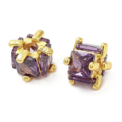 Латунные микро проложить кубического циркония бусы KK-B142-03G-02-1