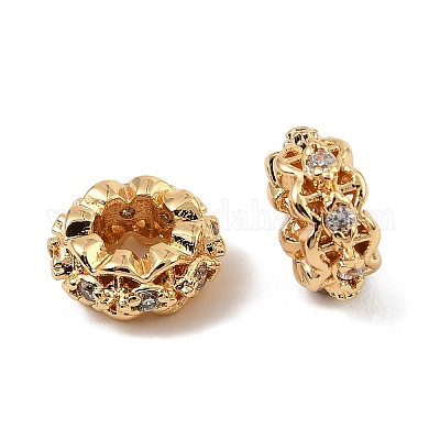Латунные микро проложить кубического циркония бусы KK-C155-14G-1