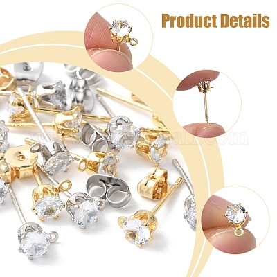 16 шт. латунные серьги-гвоздики KK-FS0001-58-1