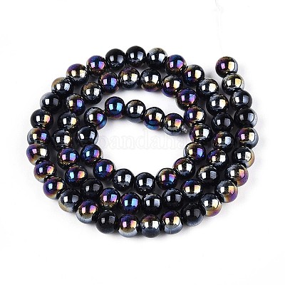 Гальванические непрозрачные стеклянные бусины GLAA-T032-P6mm-AB01-1