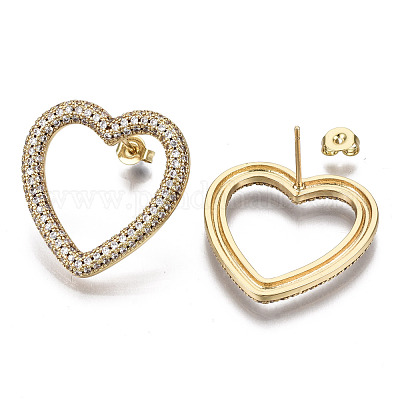 Серьги-гвоздики из циркония EJEW-T046-012G-NF-1