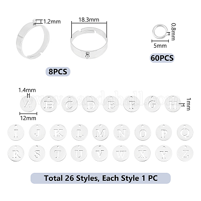 Набор для самостоятельного изготовления регулируемого кольца с подвеской в виде алфавита DIY-UN0005-67-1