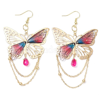 Серьги-подвески из стекла EJEW-TA00590-03-1