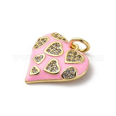 Латунь микропаве фианиты с подвесками из эмали KK-Q098-21G-B-1