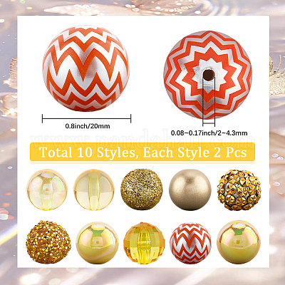 20шт. набор из 10-х видов акриловых и смоляных бусин DIY-PA0001-02D-1