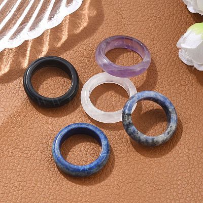 Простое кольцо с натуральным драгоценным камнем для женщин RJEW-P044-01A-M-1