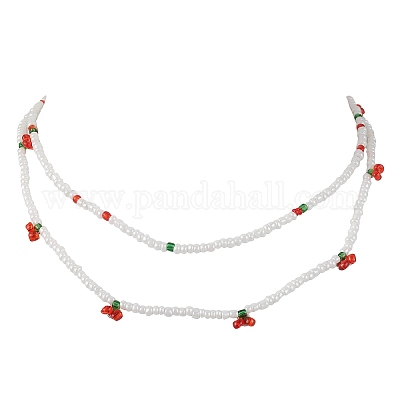 Комплект украшений из стеклянной вишни и бисера NJEW-JN04647-1