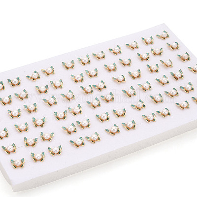 Серьги-гвоздики из натурального жемчуга из латуни PEAR-N020-08E-1