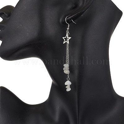 Серьги-подвески в форме звезды и луны из нержавеющей стали 304 EJEW-JE06394-1
