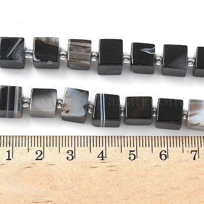 Нити бусин из натурального полосчатого агата (окрашенного и нагретого) G-D338-A09-01-1