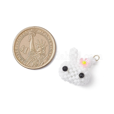 Подвески в виде кроликов из стеклянного бисера PALLOY-MZ00944-1