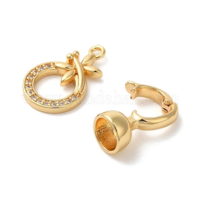 Стрекоза латунная микропаве прозрачный кубический цирконий складные застежки KK-A227-33G-1