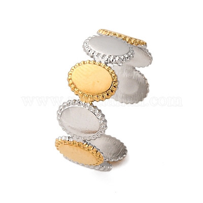 Двухцветные манжетные кольца из нержавеющей стали 304 RJEW-S635-01GP-Z-1