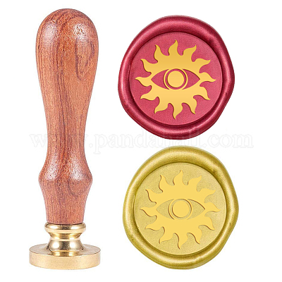 1PC Brass Sealing Wax Seal Stamp Removable Wood Handle Sun Retro 25mm for  Envelopes