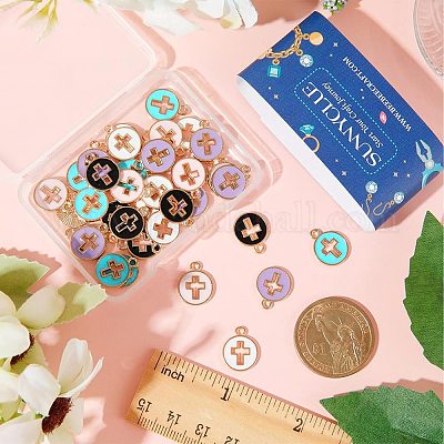 50шт 5 цвета светлые позолоченные подвески из сплава с эмалью ENAM-SC0003-70-1