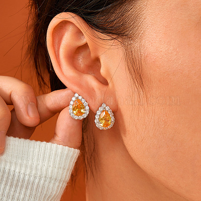 Латунные серьги-гвоздики в виде капель UI2850-2-1