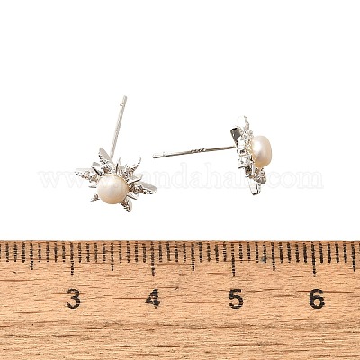 Натуральные жемчужные ушные шпильки EJEW-L099-02P-1