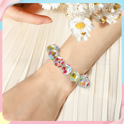 50 шт. 5 стиля печатных непрозрачных акриловых бусин&nbsp;MACR-SC0002-38-1