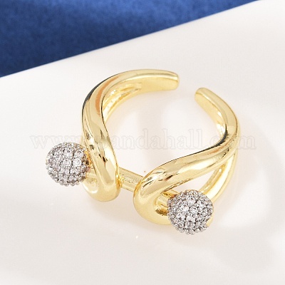 Регулируемые манжетные кольца с микропаве из кубического циркония из латуни RJEW-C140-11G-1