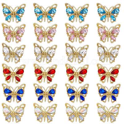 30 шт. 6-х цветные кабошоны из сплава со стразами MRMJ-SC0001-19-1