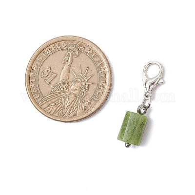 7шт колонна натуральный родонит и канадский нефрит и аквамарин и аметист и апатит и лазурит и лабрадорит подвесные украшения HJEW-JM03745-01-1