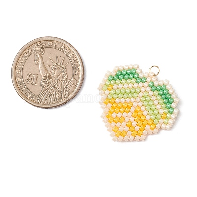 Подвески из стеклянных бусин в виде кленовых листьев PALLOY-MZ00889-02-1