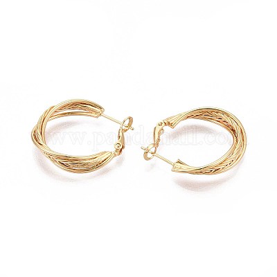 Серьги-кольца из латуни EJEW-T047-99G-1