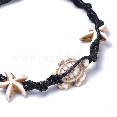 Регулируемые браслеты из плетеных бусин из синтетической бирюзы (окрашенной) BJEW-JB04269-02-1