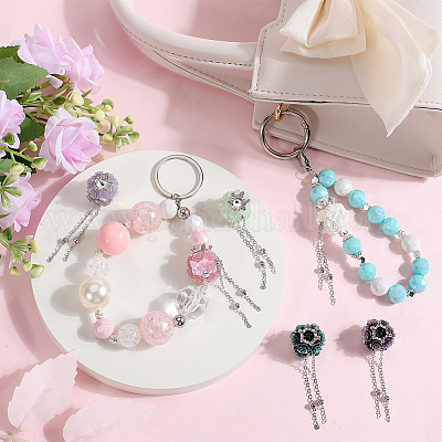 6 шт. 6-х цветные бусины из полимерной глины ручной работы со стразами CLAY-SC0001-91-1