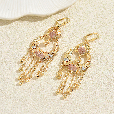 Винтажные латунные серьги-люстры в этническом стиле с круглой кисточкой в форме луны QG5305-2-1