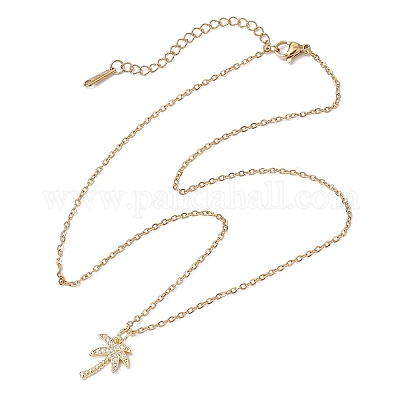 Ожерелья с подвесками из латуни с микропаве из кокосового дерева и прозрачными кубическими цирконами NJEW-JN05148-02-1