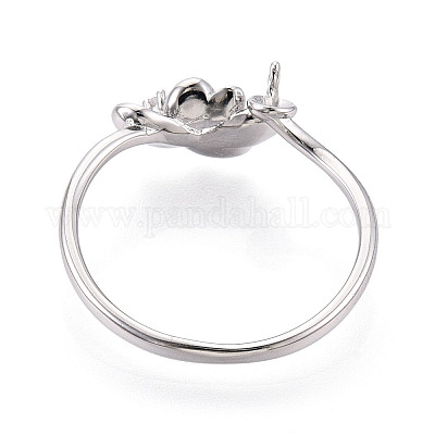 Оправы для колец-манжет из цветочной латуни с микропаве из прозрачного кубического циркония KK-T076-79P-1