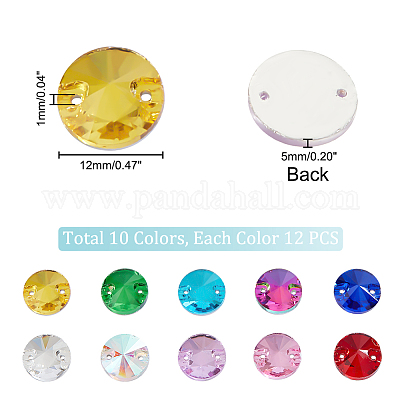 120 шт. 10 цвета конусообразные пришивные стразы GLAA-GA0001-57A-1